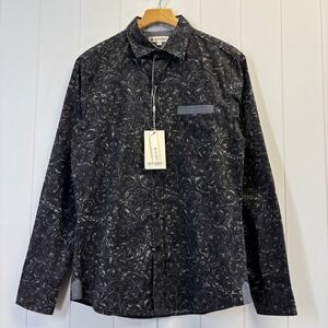 Smash Swirl Print Button Down Shirt Mens Size S Artsy Office Career Event Party